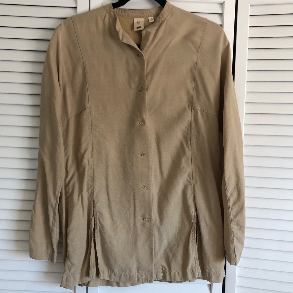 Uniqlo tunic-style shirt with mock collar